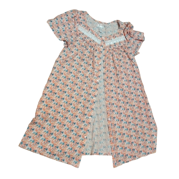 Adonna Other - Adonna Sleepwear Full Button Gown Island Floral Small NWT Orange Lace